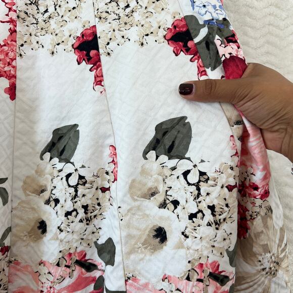 WHBM Floral Pink Cream Feminine Modest A Line Circle Skirt Womens Size 6 - Picture 4 of 14